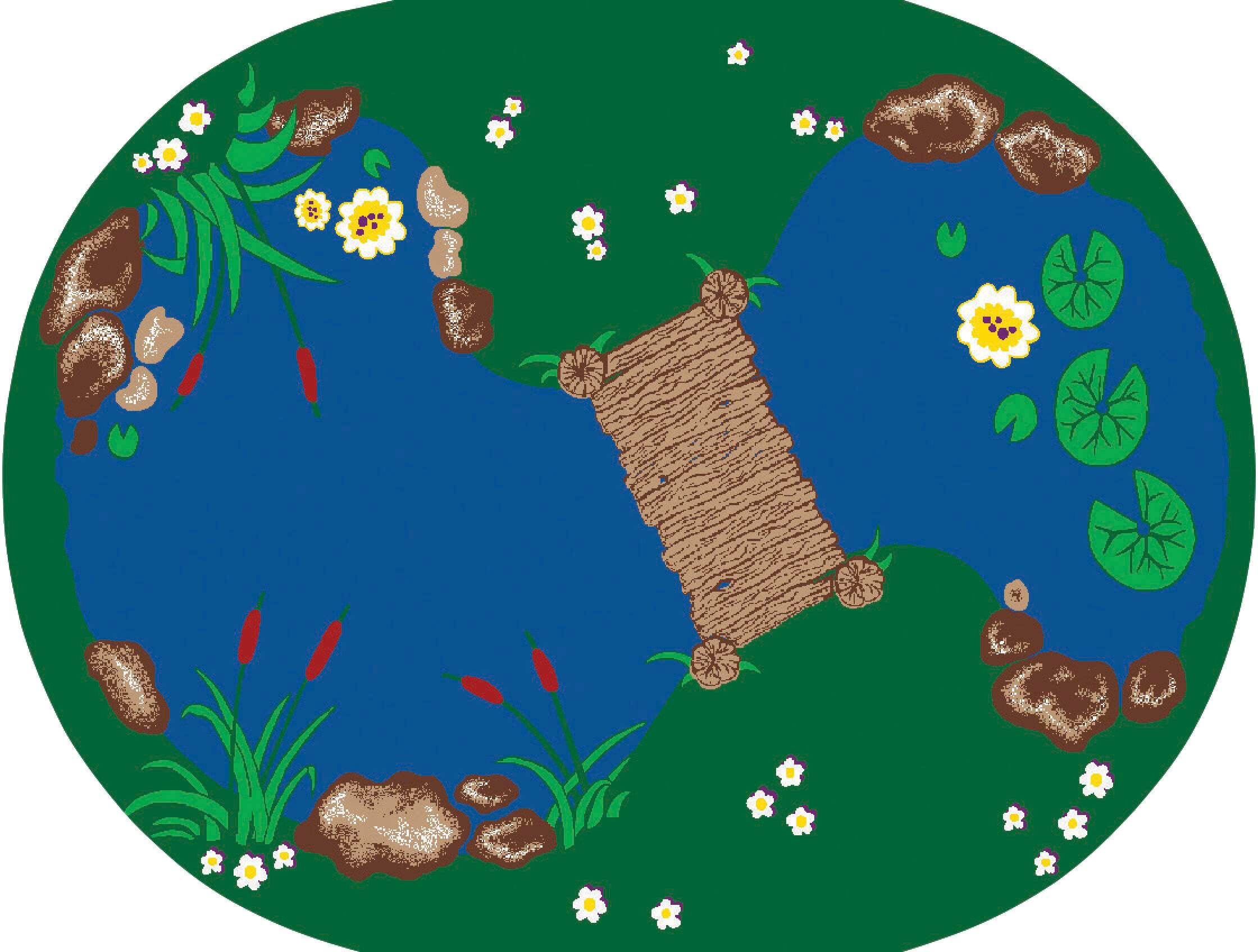 Carpets for Kids The Pond Rug, 8 Feet 3 Inches x 11 Feet 8 Inches, Oval, Green, Item Number 078450